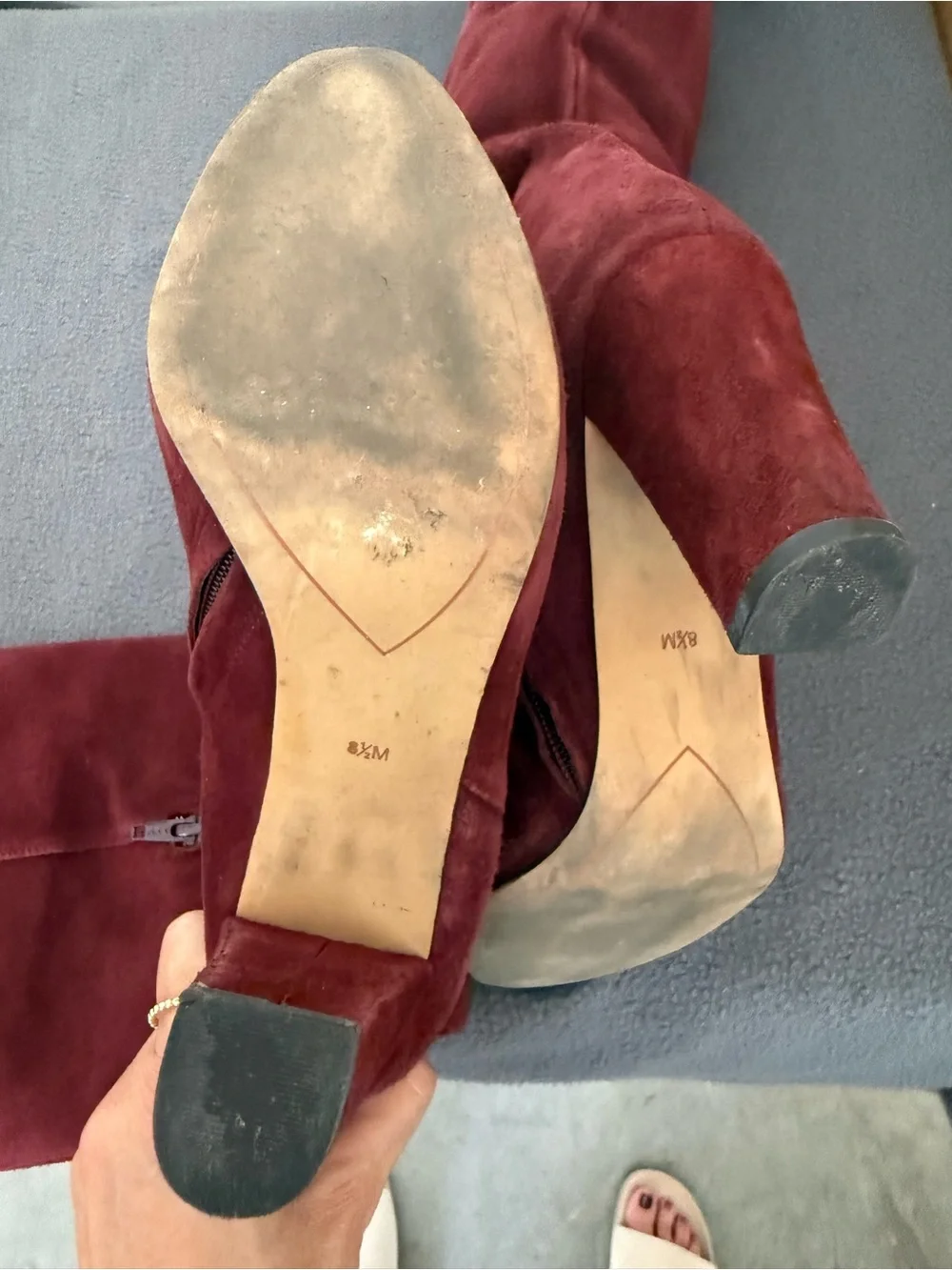 Halogen Over-the-Knee Suede Boots in Burgundy